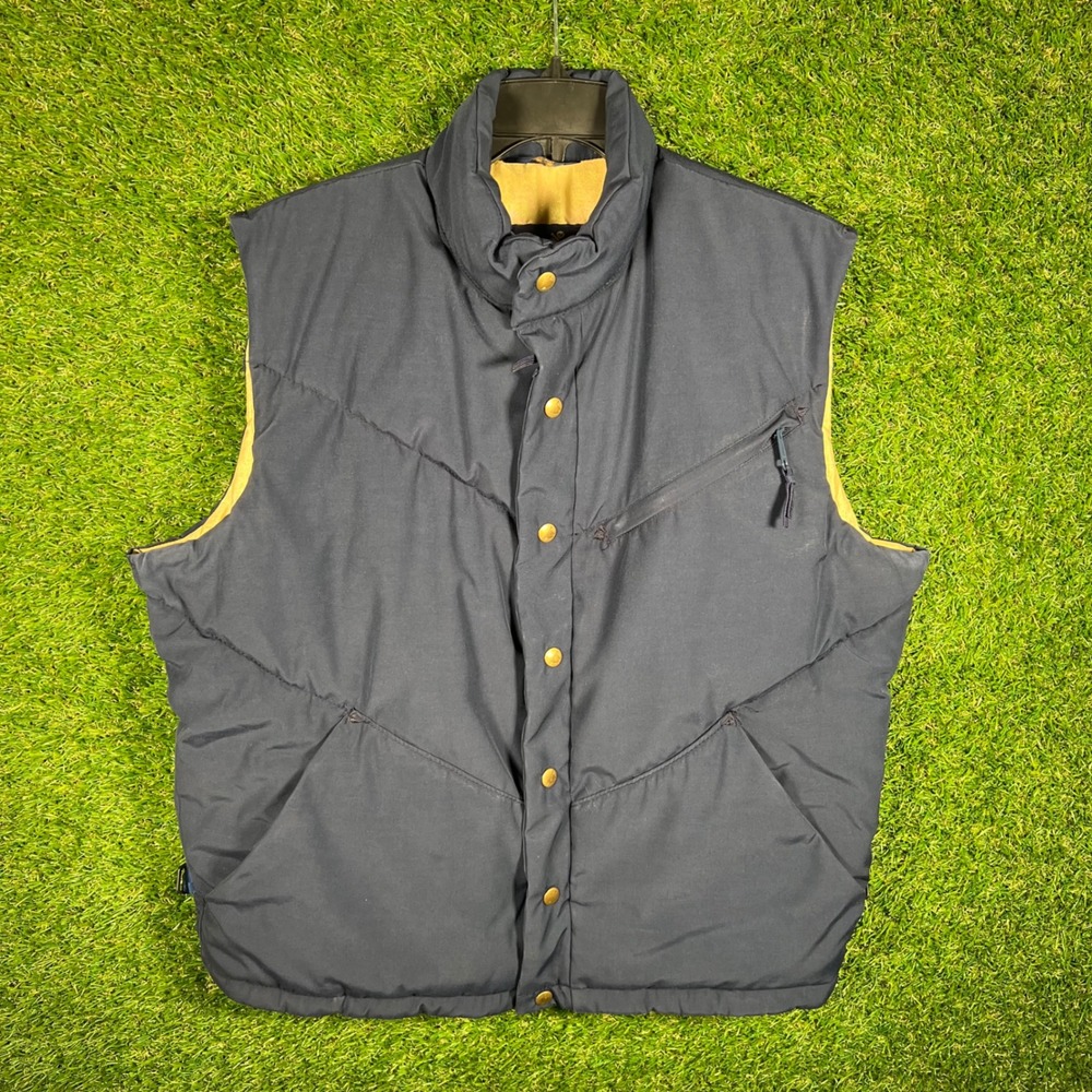 Vintage Cannondale Puffer Vest Mens Large Navy Blue Chevron Quilt Made in USA